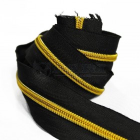 ZIPER PRETO COM DENTE DOURADO